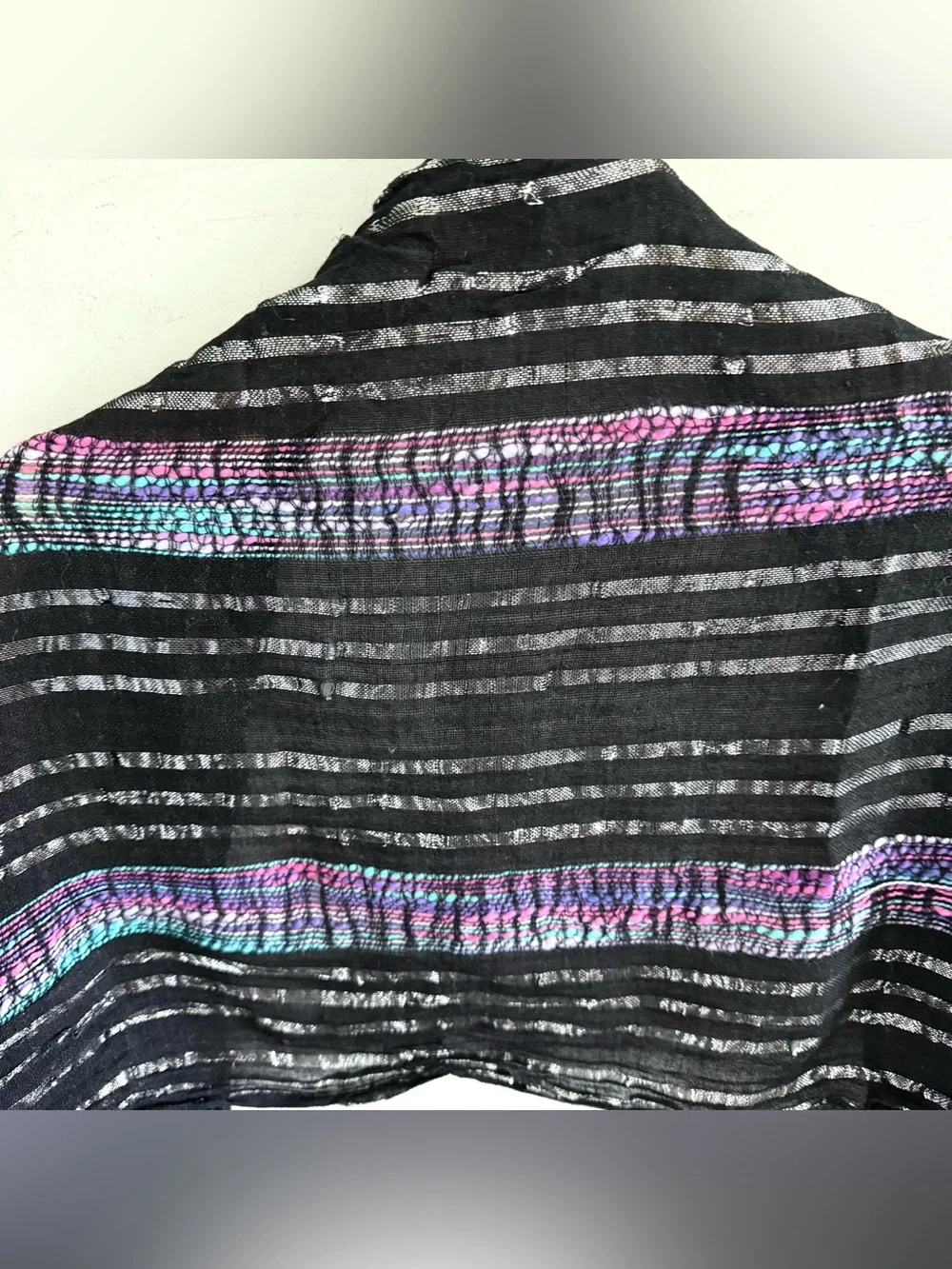Vintage Y2K Gauzy Lightweight Woven Black, Silver, Multicolor Scarf or Wrap
